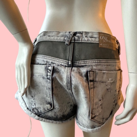 One Teaspoon Jean Shorts Bandits size 30 button fly low rise relaxed fit - Picture 3 of 12